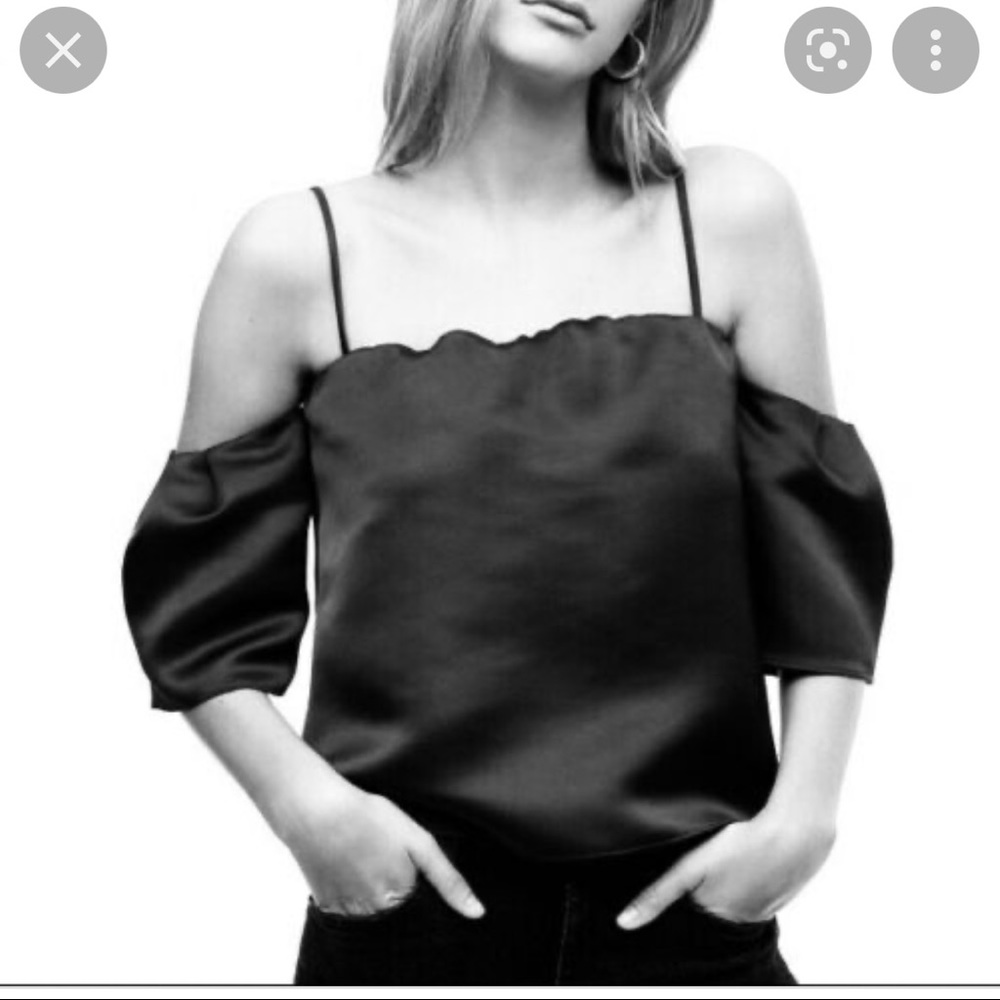 Aritzia Satin Cold Shoulder Blouse
